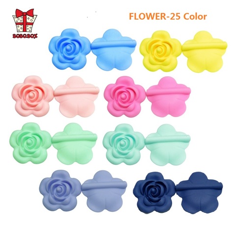 BOBO.BOX 5pcs Rose Silicone Beads Baby Teethers Flower Food Grade Baby Teething Toys For Pacifier Chain Necklace DIY Accessories ► Photo 1/6