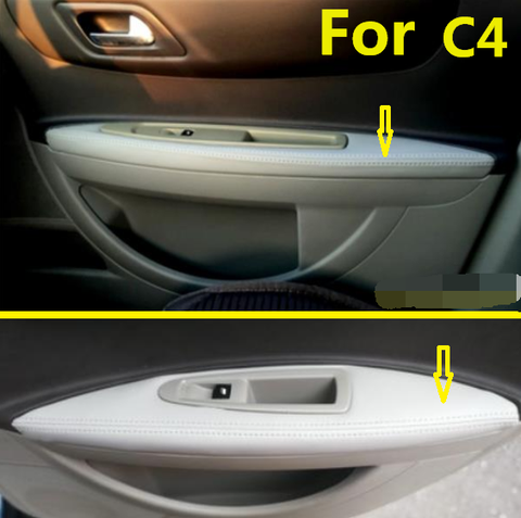 For Citroen C4 (2008-2016) Microfiber Leather Car Door Armrest Panel Protective Cover with Mount Fittings  4pcs/set ► Photo 1/6