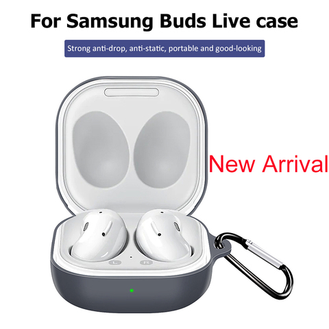 Soft Silicone Case For Samsung Galaxy Buds Live Case Protective Solid Color Earphone Case Headset Accessories With Hook ► Photo 1/6