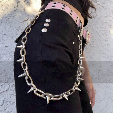 New  Punk Hip-hop Trendy leather Belts Waist Chain Male Pants Chain Men women Jeans Silver Color Metal Clothing Accessories ► Photo 1/5