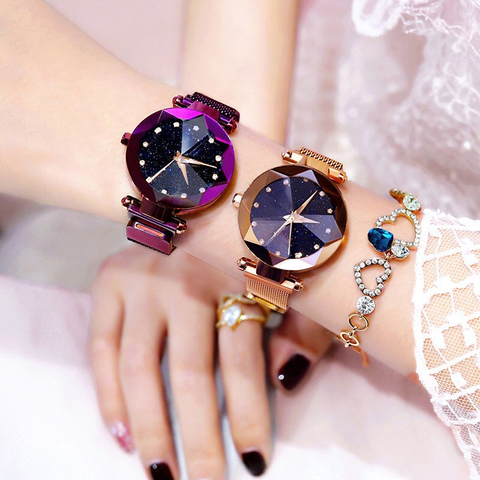 Luxury Starry Sky Stainless Steel Mesh Bracelet Watches For Women Crystal Analog Quartz Wristwatches Ladies Sports Dress Clock ► Photo 1/6