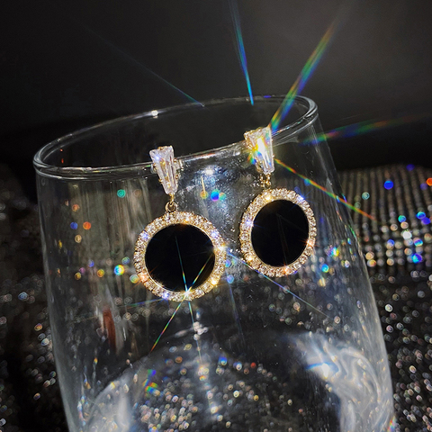 New 2022 Drip Round Zircon Earrings for Women Girl Black Geometric Irregular Earings Sweet Wedding Jewelry Brincos Gift ► Photo 1/6