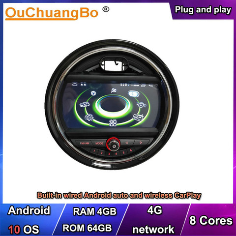 Ouchuangbo 4G Android 10 Audio GPS Radio CarPlay for Mini One Cooper Minimum F54 F55 F56 F57 F60 NBT EVO 2014-2022 8 Core 64GB ► Photo 1/6