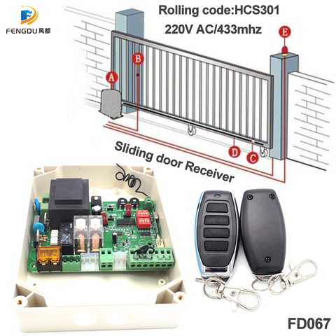 1PCS Receiver +2PCS Factory Price New Electric 433mhz Sliding Door Motor Receiver with rolling code remote control ► Photo 1/6