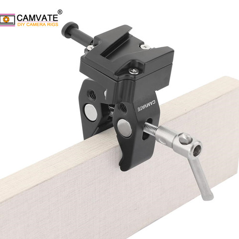 CAMVATE Generic Super Crab Clamp With T-Handle & Universal V-Lock Mount Quick Release Adapter For DSLR Camera Battery Mounting ► Photo 1/6