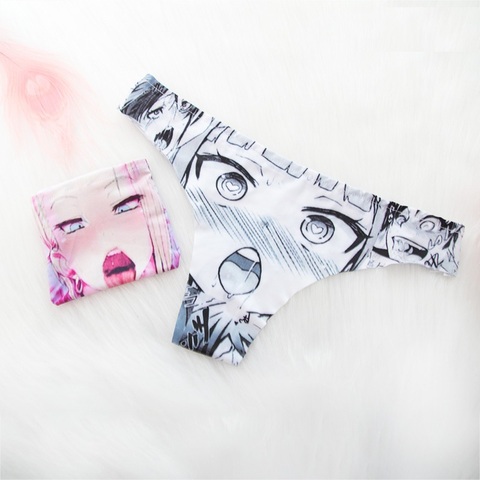 Hot!Sexy Women Unique Design Anime Pattern cartoon Printed Girl's ice silk Underwear Triangel Panties 2 Patterns Summer costume ► Photo 1/5