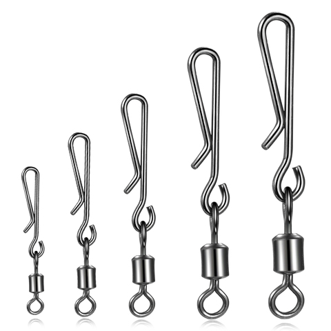 50×Fishing Barrel Bearing Swivel Stainless Steel Hanging pin Ring Connector Fishhooks Solid Rings with Interlock Snap Hook New ► Photo 1/6