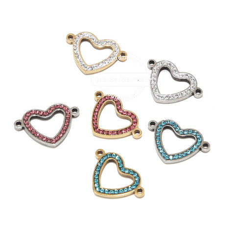 5pcs Stainless Steel Gold Heart Links Charm Connectors for Bracelet making Crystal Pendant Link  Jewelry Accessories ► Photo 1/6