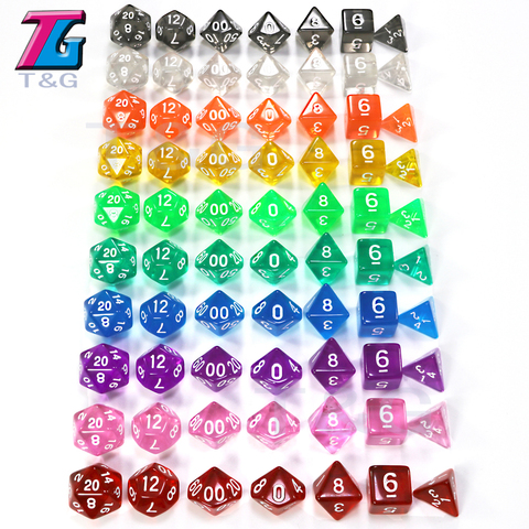Dados De Rpg 7Pcs/Set Polyhedral  RPG Games Dice with Marble Effect &Transparent D4-D20 Pop for Dnd Board ► Photo 1/1