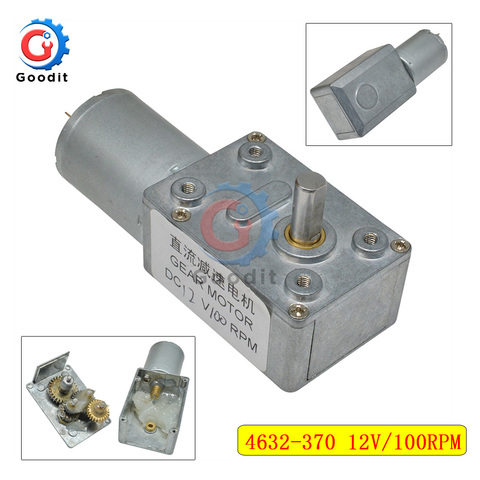 DC 12V 4632-370 Volt 100RPM High Torque Turbine DC Worm Gear Reducer Worm Geared Motors Toys Reversed Reduction Low Speed Motor ► Photo 1/6