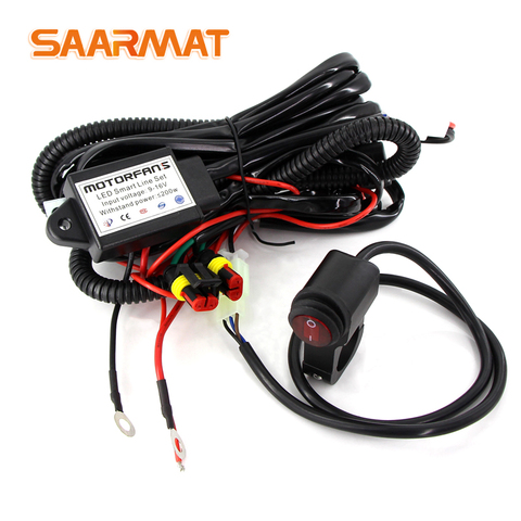 1 set Wiring Harness for Led motorcycle headlights Light Wire Cable Switch Relay Kit Motorcycle ATV Driving Light Flash Control ► Photo 1/6