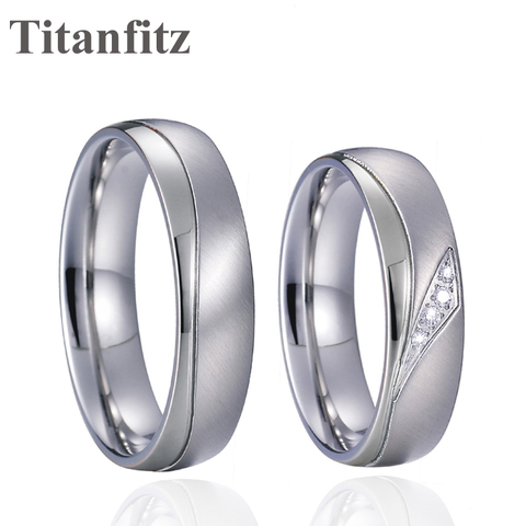 High Quality silver color titanium wedding rings set for couple LOVE promise marriage finger rings for men and women ► Photo 1/6