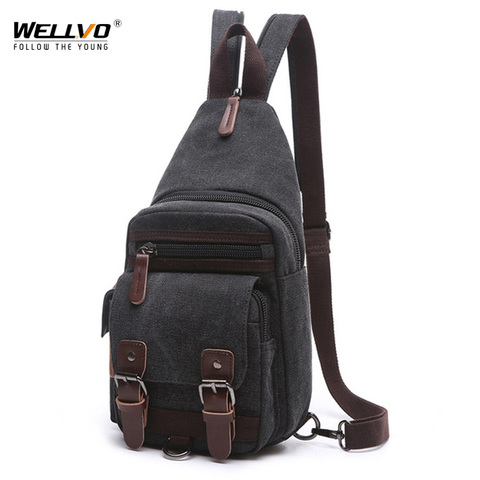 Canvas Men Backpack Multifunction Small Travel Bag Back Pack Male Chest Bag Vintage Backpacks mochila Female Shoulder Bags X158C ► Photo 1/6