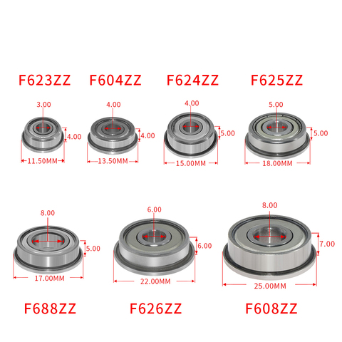 4pcs 3D Printers Parts Deep Groove Pulley Wheel Aluminium Part F604ZZ F623ZZ F624ZZ F625ZZ F626ZZ F608ZZ F688ZZ Flange bear ► Photo 1/6