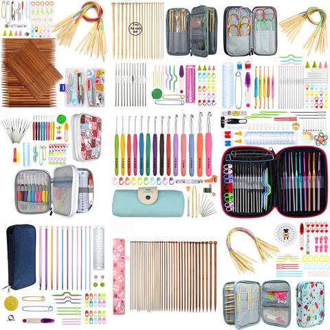 100Pcs/22Pcs DIY 22 Sizes Crochet Hooks Needles Stitches Knitting Craft  Case Crochet agulha set Weaving Tools Sewing Tools