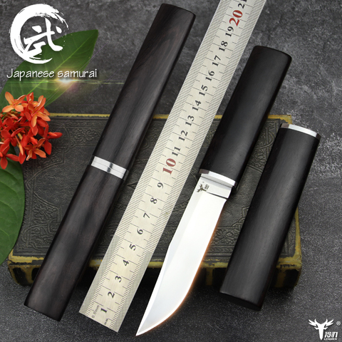 LENGREN D2 tactical knife, Japanese mirror light knife ebony Handle outdoor hunting straight sharp knife (samurai sword classic) ► Photo 1/6