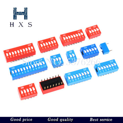 10PCS Slide Type Switch Module 1 ~ 12 Bit 2.54mm Position Way DIP Blue Pitch Toggle Switch Blue Snap Switch For PCB 8PIN 6PIN ► Photo 1/3