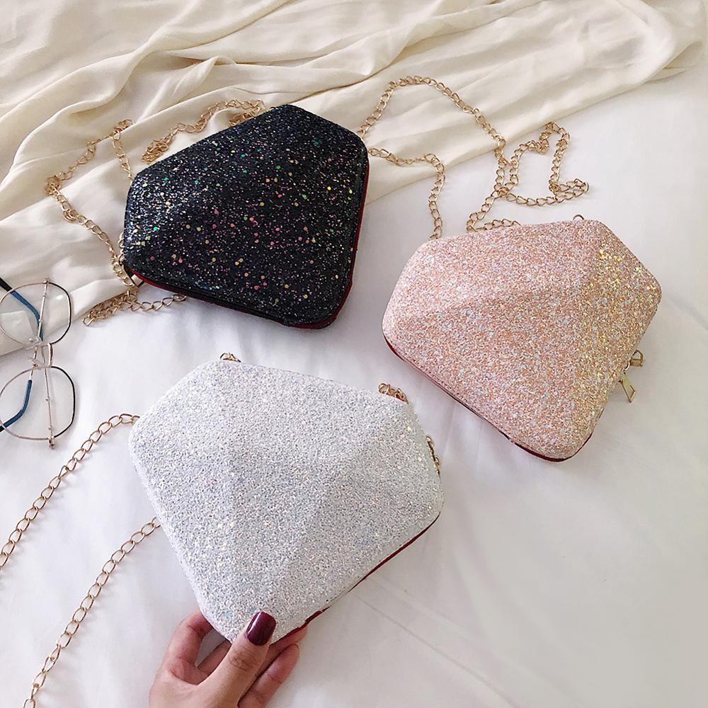 Women 3D Diamond Shape Bags Shoulder Chain Messengers Crossbody Satchel Handbags 