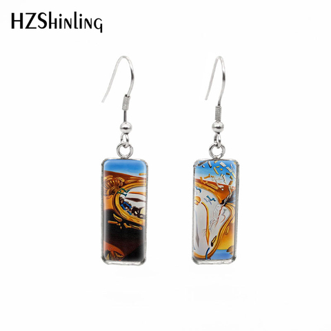 2022 New Salvador Dali Clocks Melting Painting Rectangular Earrings The Persistence Of Memory Fish Hook Earring Jewelry ► Photo 1/6