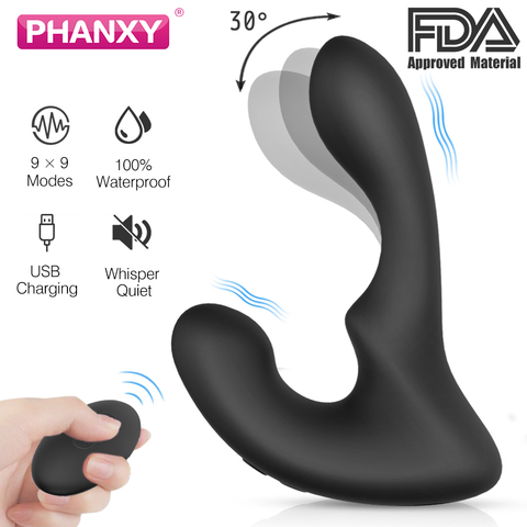 PHANXY Remote Control Male Prostate Massager Vibrator For Men Tail Anal Plug Sex Toys Silicone Butt Plug Sex Toy For Gay Couples ► Photo 1/6