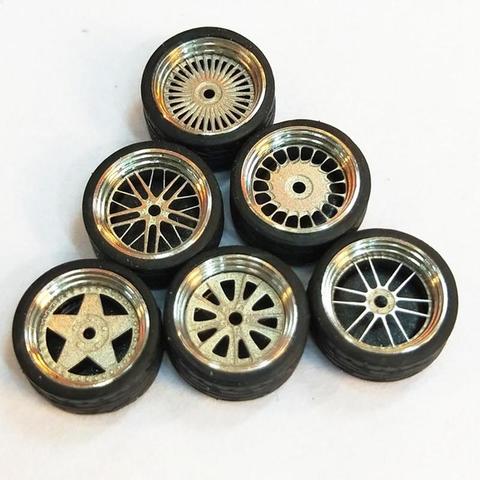 New 1/64 Scale Alloy Wheels Model Universal Modification Tire Diecasts Alloy Wheel Tire Rubber Tires Toy Accessories Wheels ► Photo 1/6