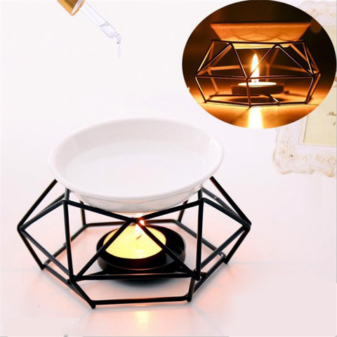 Nordic Candle Holder Aromatherapy Ceramic Oil Lamp Stainless Steel Base Aroma Burner Home Decoration Ornament Meditation Gift ► Photo 1/5