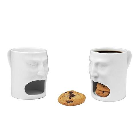 170ml Creative Face Mug Ceramic Coffee Cup Milk Tea Mugs White Cookies Cup Dunk Mug with Biscuit holder Tray Funny Gift ► Photo 1/6