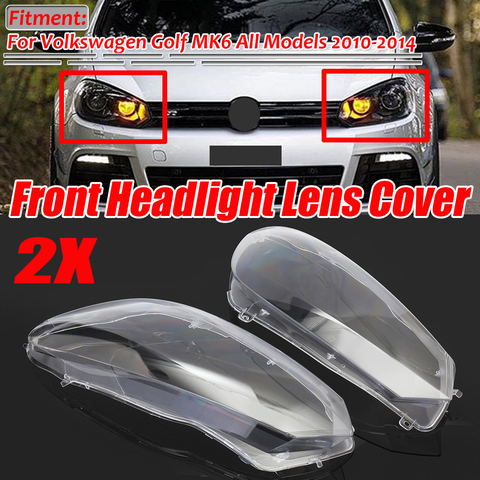 2Pcs Car Clear Front Headlight Headlamp Lenses Cover Dust Shell Plastic For VW For Volkswagen Golf 6 MK6 GTI R 2010-2014 ► Photo 1/6