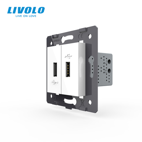 Livolo EU  Standard DIY Parts Plastic Materials Function Key,White Color,  2 Gang  For USB Socket,VL-C7-2USB-11  (4 Colors) ► Photo 1/5