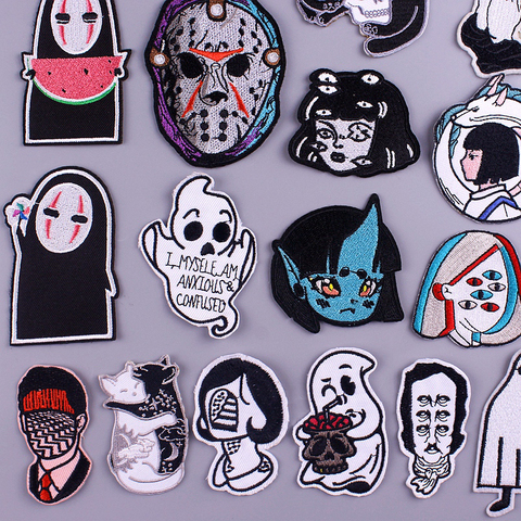 Japan Anime Character Patches Animal Iron On Patches Cartoon No Face Man Embroidered Patches For Clothing Stripe For Clothes ► Photo 1/6