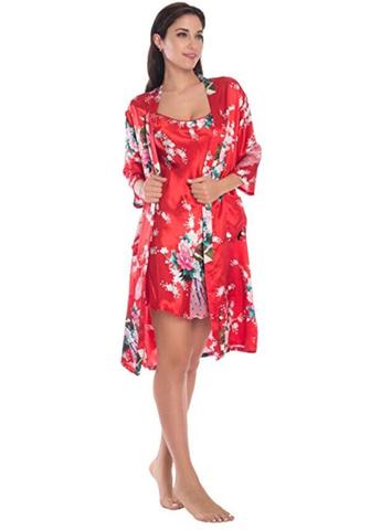 Fashion Women's Summer Mini Kimono Robe Lady Rayon Bath Gown Yukata Nightgown Sleepwear Sleepshirts Pijama Mujer Size M-XL ► Photo 1/6