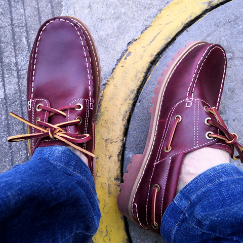 Men Loafers Casual Genuine Leather Docksides Deck Lace Up Boat Shoes Oil wax Unisex Moccasins Trendy Tooling boots Handmade ► Photo 1/6