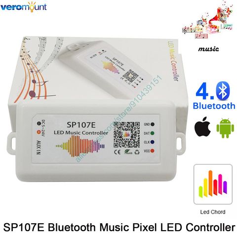 LED Chord SP107E Music LED Controller Bluetooth Andorid iOs APP Control DC5-24V for WS2812 SK6812 Pixel Addressable LED Strip ► Photo 1/6