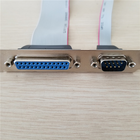 DB25 25Pin Parallel Port Printer LPT + RS-232 RS232 COM DB9 9Pin Serial Port Cable Cord Wire Bracket 30cm ► Photo 1/4