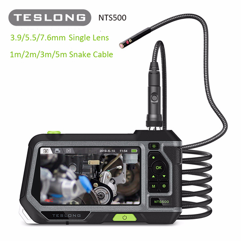 TESLONG NTS500 1080p HD 5.0 screen Industrial endoscope Borescope with Monitor 1M 2M 3M 5M snake flexible tube inspection camera ► Photo 1/6