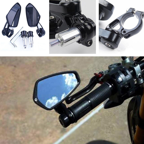 2pcs Motorcycle Mirrors Bar End Blue Glass Rear View Motor Handlebar End Mirror Cafe Racer Retrovisor Moto Motorcycle Mirrors ► Photo 1/6