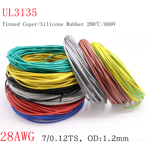 1M 28AWG UL3135 Silicone Rubber Wire Electron Copper Cable Insulated LED Lamp Lighting Cable Soft Flexible High Temperature Line ► Photo 1/4