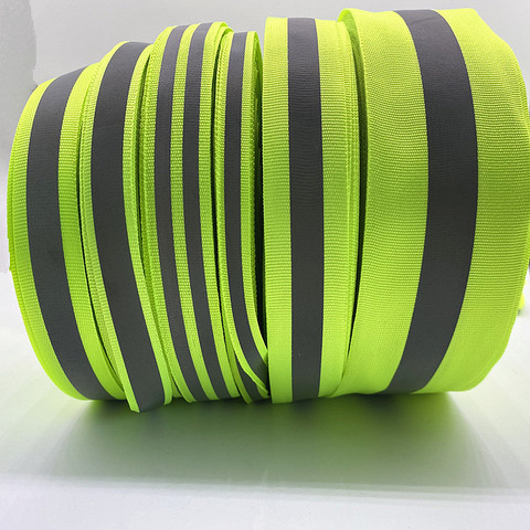 New 5yards fluorescent green Safety Silver Reflective Sew on Fabric Tape Strap Vest Webbing ► Photo 1/6