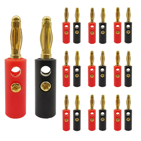 10/5/1pair Black+Red 4mm Audio Speaker Screw Banana Male Plug Adapter Gold-Plated 4mm Banana Plug Wire Cable Connector ► Photo 1/5