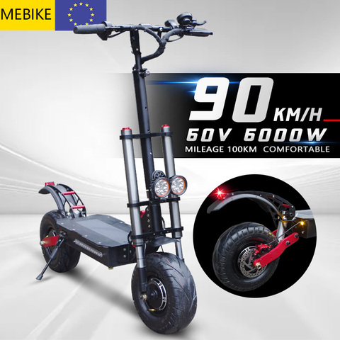 Dual-Drive Adult E Scooter 6000W/60V Dual Engine Electric Scooter with Fast charge Battery 13inch E Scooter with 80-100kms range ► Photo 1/1