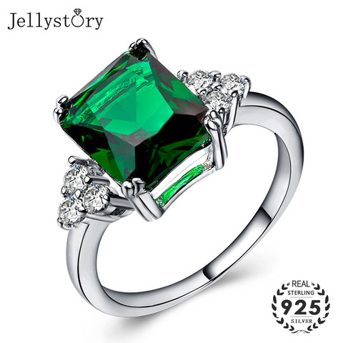 Jellystory Classic 925 Silver Jewelry Ring with 11*11mm Square Shape Sapphire Emerald Amethyst Ring for Women Wedding Party Gift ► Photo 1/6