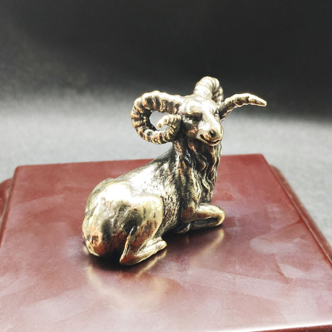 Antique Brass Antelop Statue Small Desktop Toy Ornaments Vintage Copper Animal Goat Figurines Figurines Paperweight Home Decors ► Photo 1/1