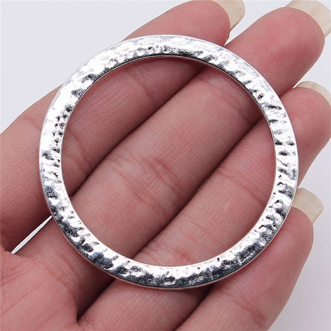 WYSIWYG 2pcs/lot 54x54mm Big Circle Connector Charms For Jewelry Making Antique Silver Color Jewelry Accessories ► Photo 1/3