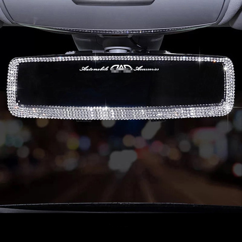 Rhinestone Car Interior Rearview Mirror Decor Charm Crystal Bling Diamond Ornament Rear View Mirror Cover Women Auto Accessories ► Photo 1/6