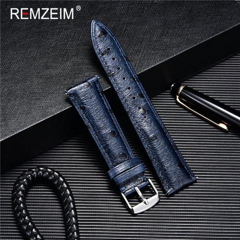 REMZEIM Ostrich Pattern Leather Quick Release Watchband 18mm 20mm 22mm Genuine Leather Watch Strap Bracelet Watch Accessories ► Photo 1/6