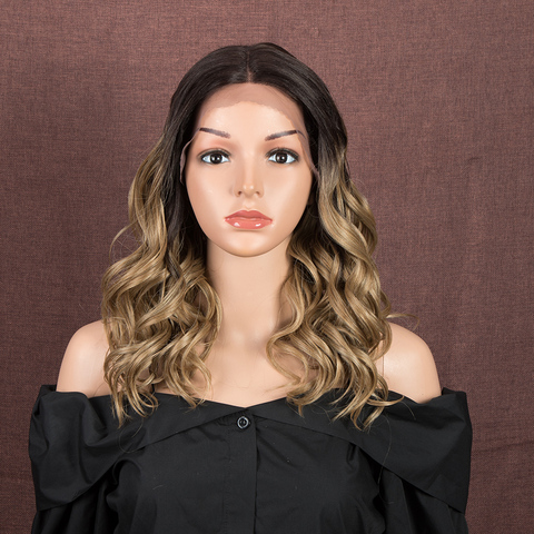 Bella Synthetic Lace Front Wig 20 Inch Wave Hair Ombre Blonde synthetic Wigs For Women Cosplay Lace Front Wig For Black Women ► Photo 1/6