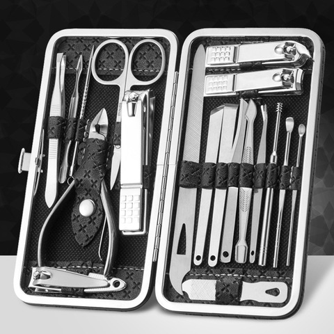 19/16/12/9/8 pcs Manicure Nail Clipper Set Household Stainless Steel Ear Spoon Nail Clippers Manicure Tool Pedicure Nail Scissor ► Photo 1/6