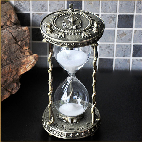Vintage Art Craft Egypt Tutankhamun Hourglass 30 Minutes Ampulheta Sand Watch Metal Home Decor Desktop Watch Timer Gift ► Photo 1/6