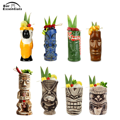 New Hawaii Tiki Mugs Cocktail Cup Beer Beverage Mug Wine Mug Ceramic Easter Islander Tiki Mug 450ml ► Photo 1/6