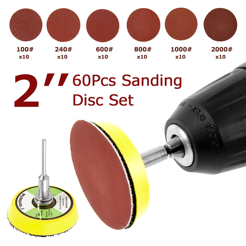 60pcs 100/240/600/800/1000/2000 Grits Sanding Disc Set 2inch 50mm+ Loop Sanding Pad with 3mm Shank For Polishing Cleaning Tools ► Photo 1/6